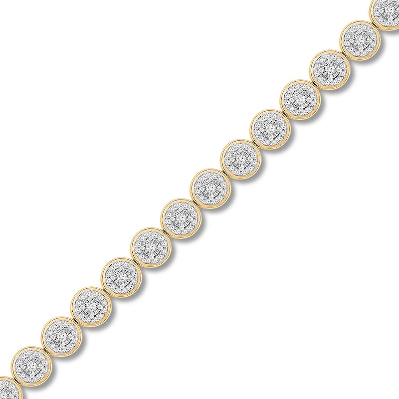 Diamond Bracelet 1 ct tw Round-cut Yellow Gold Plated 7.25"