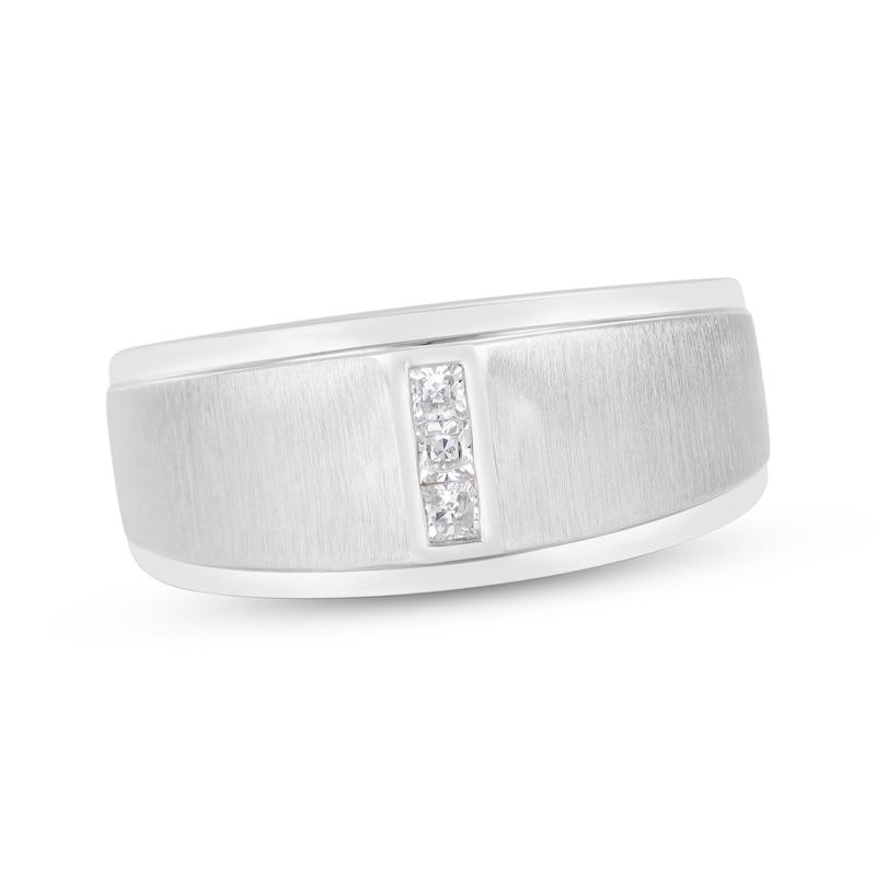 Men’s Square-Cut Diamond Wedding Band 1/6 ct tw White Gold Plated
