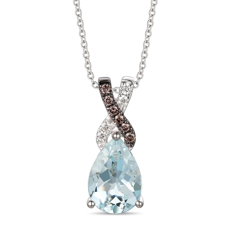 Le Vian Aquamarine Necklace 1/15 ct tw Diamonds Vanilla Gold Plated