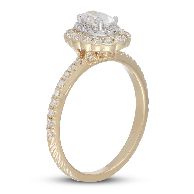 Neil Lane Diamond Engagement Ring 7/8 ct tw Oval/Round Two-Tone Gold Plated