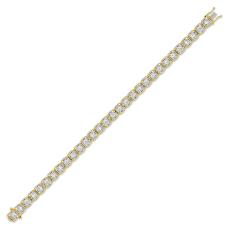 Men's Multi-Diamond Cupped Link Bracelet 1-1/4 ct tw Yellow Gold Plated 8.5"