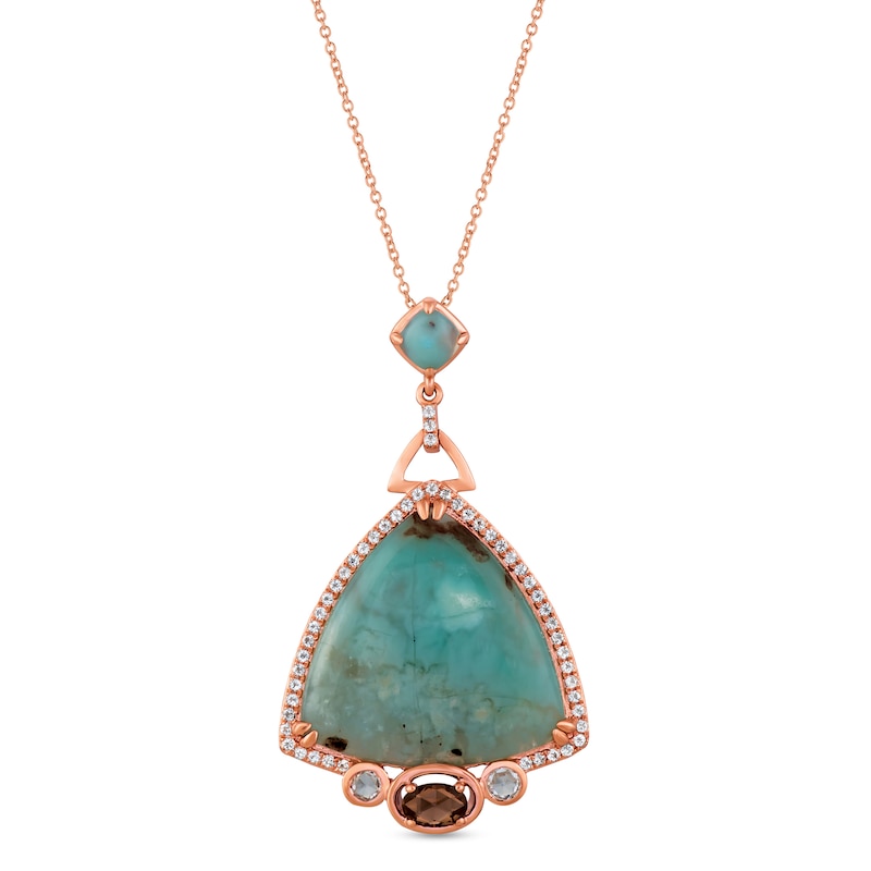 Le Vian Aquaprase/Quartz/Topaz Necklace Strawberry Gold Plated 20"