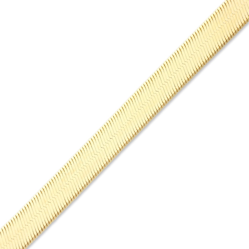 Solid Herringbone Necklace Yellow Gold Plated 20"
