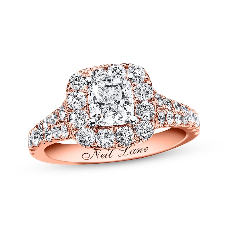 Neil Lane Engagement Ring 2-1/6 ct tw Diamonds Rose Gold Plated