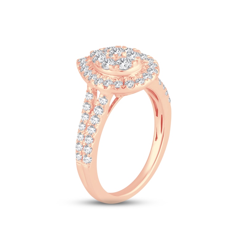 Multi-Diamond Engagement Ring 1 ct tw Round-cut Rose Gold Plated