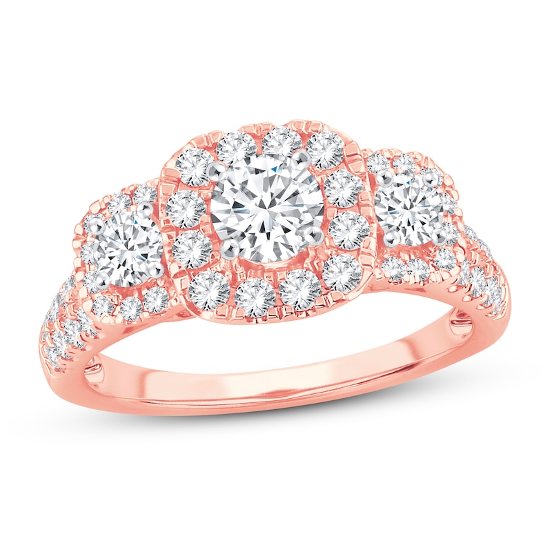 Diamond Engagement Ring 1-1/2 ct tw Round-cut Rose Gold Plated