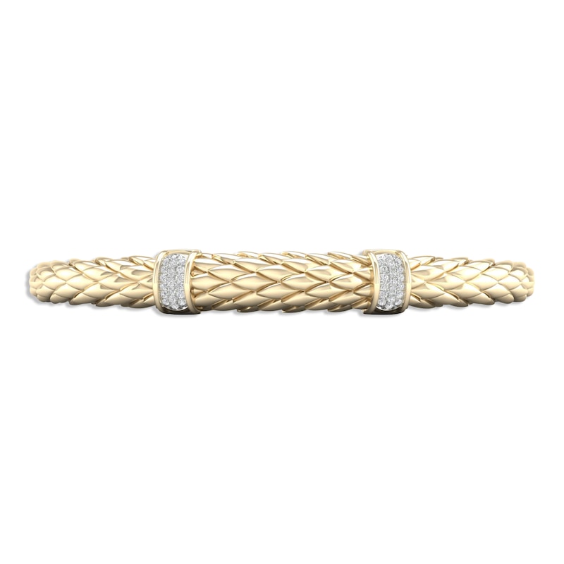 Diamond Scale Cuff Bangle Bracelet 1/6 ct tw Round-cut Yellow Gold Plated