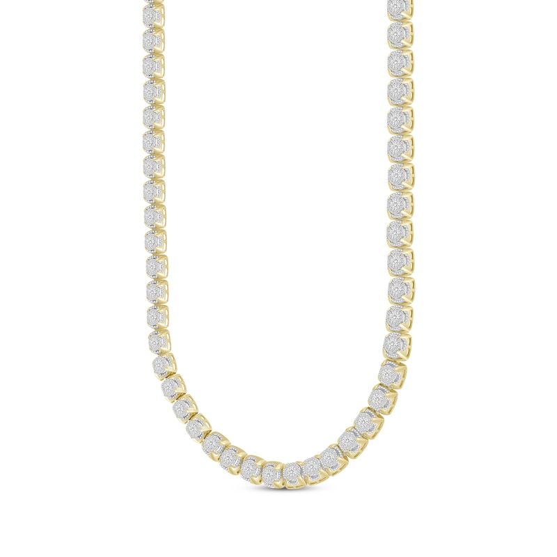 Men's Multi-Diamond Cupped Link Necklace 3-1/2 ct tw Yellow Gold Plated 20"