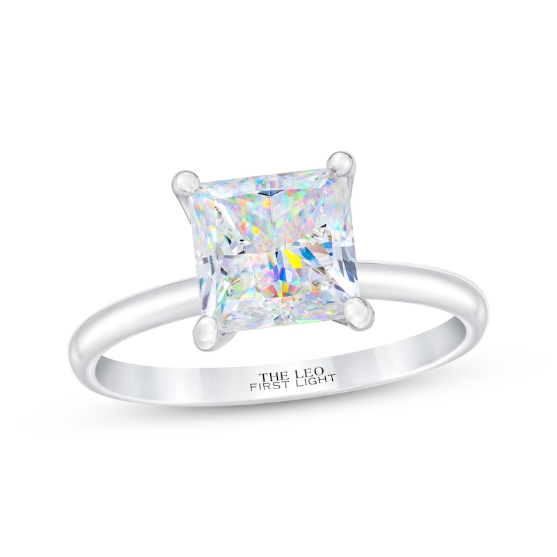 THE LEO First Light Diamond Princess-Cut Solitaire Engagement Ring 2 ct tw White Gold Plated
