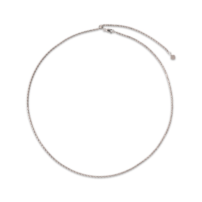 Diamond-Cut Semi-Solid Rope Chain Necklace 2.1mm White Gold Plated 24"