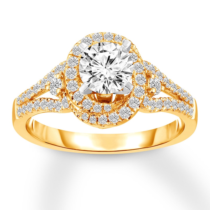 Diamond Engagement Ring 1 Carat tw Round Yellow Gold Plated