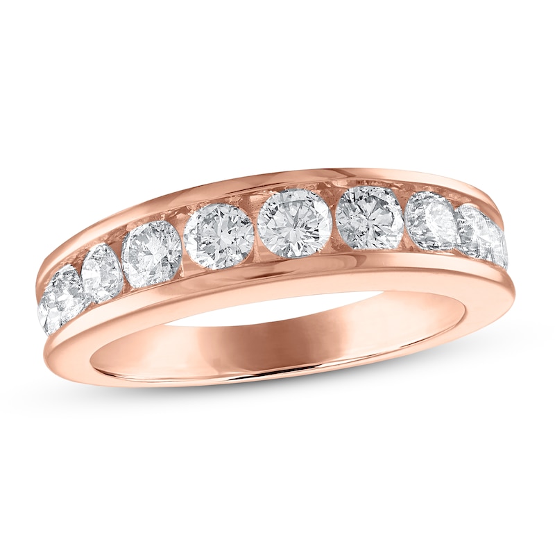 Diamond Wedding Band 1-1/5 ct tw Round-cut Rose Gold Plated