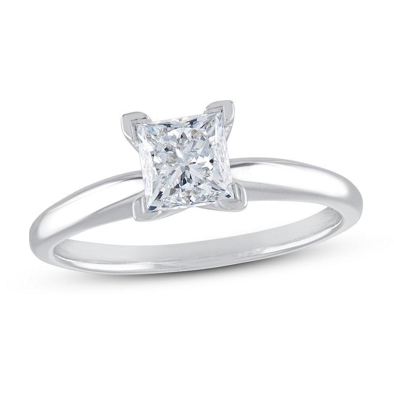 Diamond Solitaire Engagement Ring 1 ct tw Princess-cut White Gold Plated