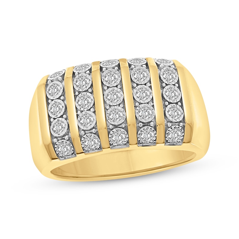 Men's Diamond Fashion Ring 1 ct tw Round-cut Yellow Gold Plated
