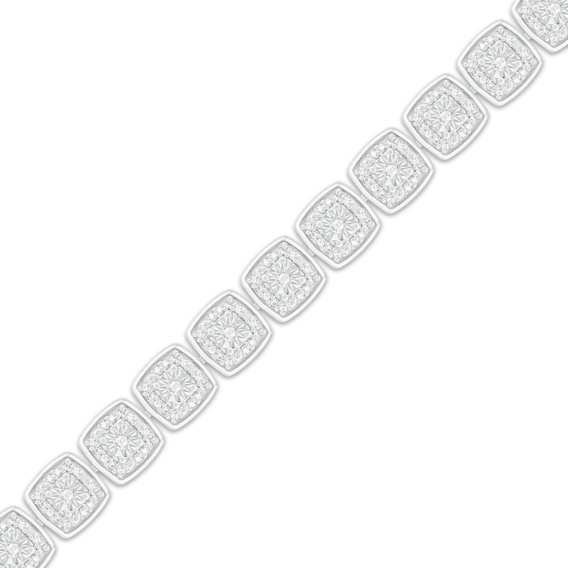 Diamond Cushion Line Bracelet 1 ct tw Round-cut White Gold Plated 7.25"