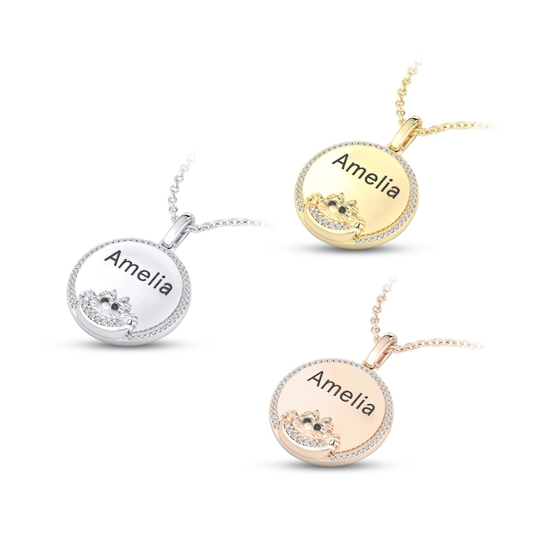 Treasures Wonderland "Cheshire Cat" Diamond Necklace 1/10 ct tw White Gold Plated 17"