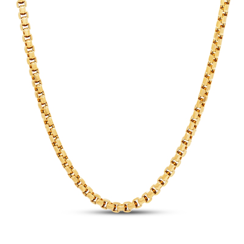 Hollow Box Chain Necklace Yellow Gold Plated 22"