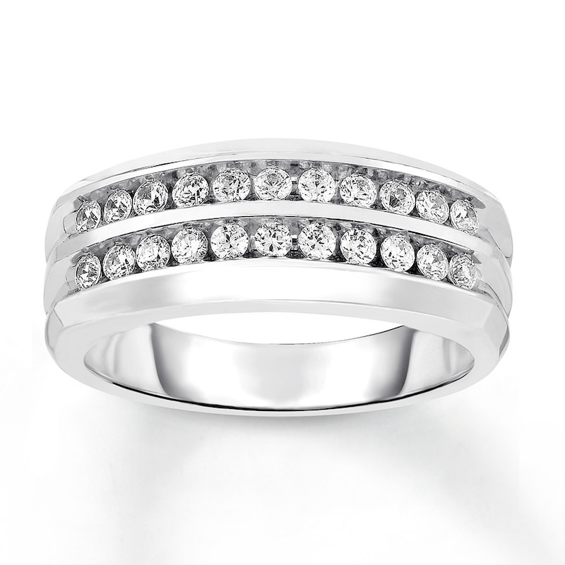 Men's Diamond Wedding Band 3/4 ct tw Round-cut White Gold Plated