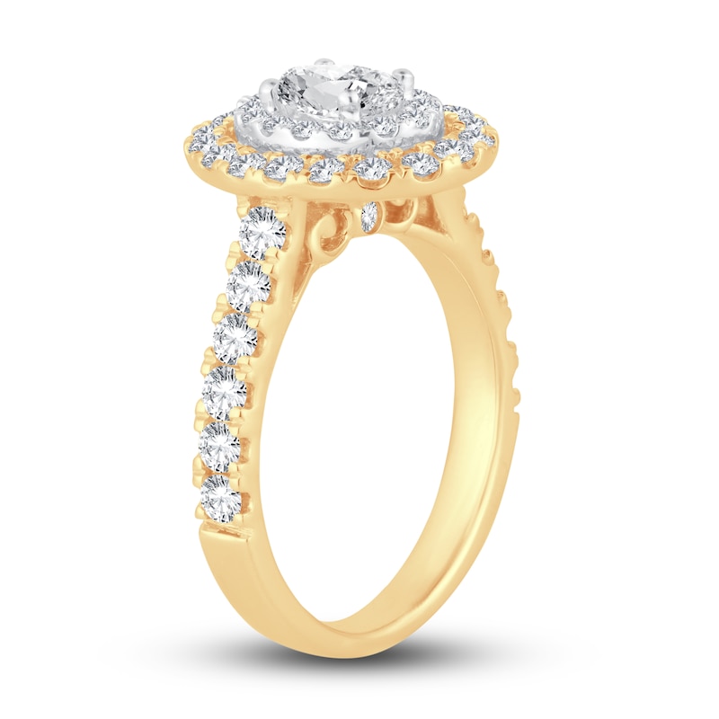 Multi-Diamond Engagement Ring 1-1/2 ct tw Oval & Round-cut Yellow Gold Plated