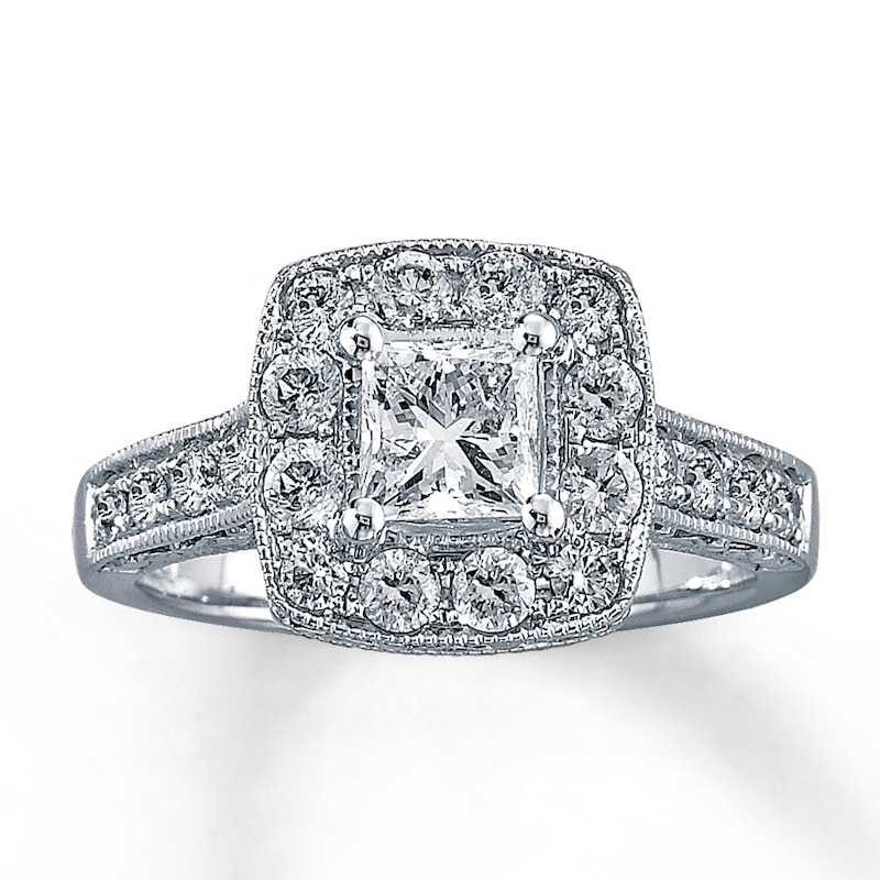 Ring 1-1/2 ct tw Diamonds White Gold Plated