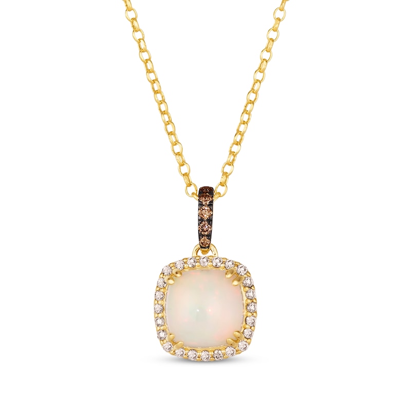 Le Vian Opal Necklace 1/4 ct tw Diamonds Honey Gold Plated 19"
