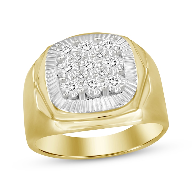 Men's Diamond Ring 1/4 ct tw Round-cut Yellow Gold Plated