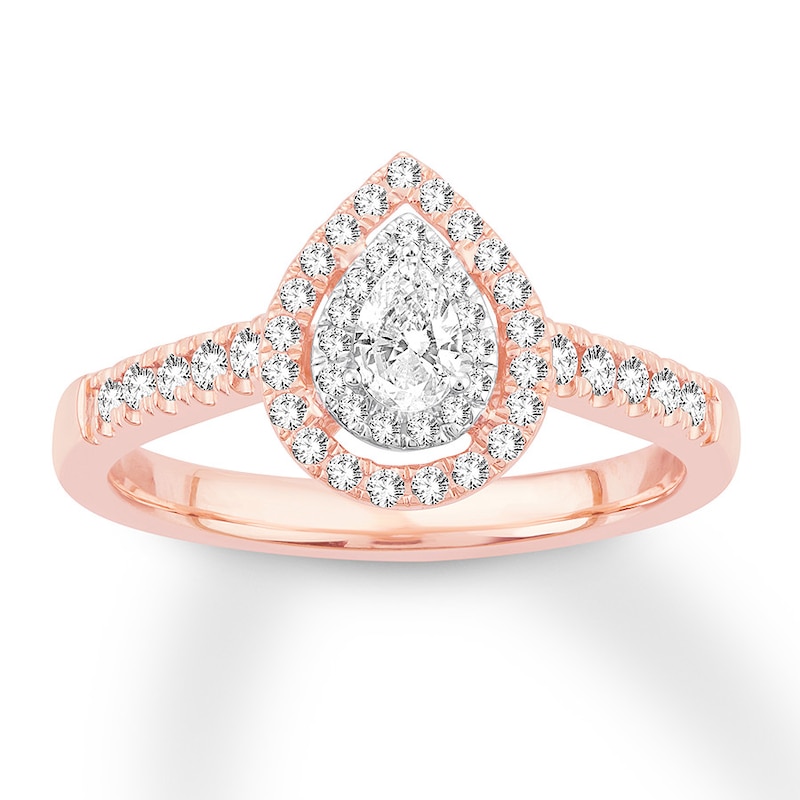 Pear-Shaped Diamond Engagement Ring 1/2 ct tw Rose Gold Plated