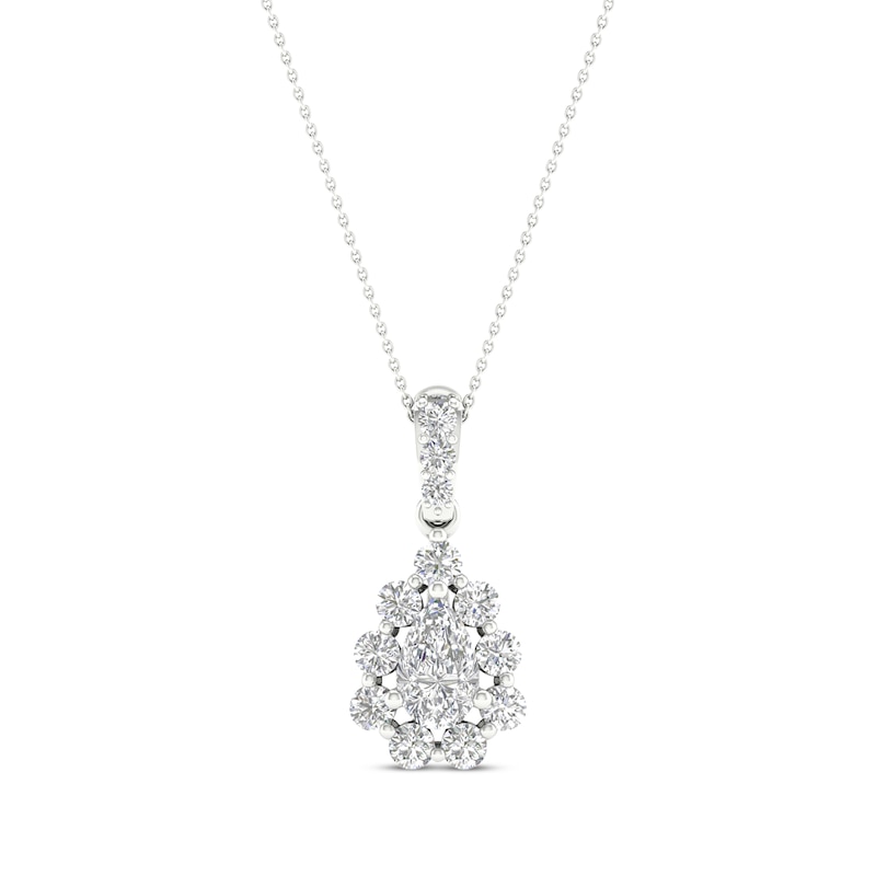 Lab-Created Diamonds by Pear-Shaped Necklace 1 ct tw White Gold Plated 18"
