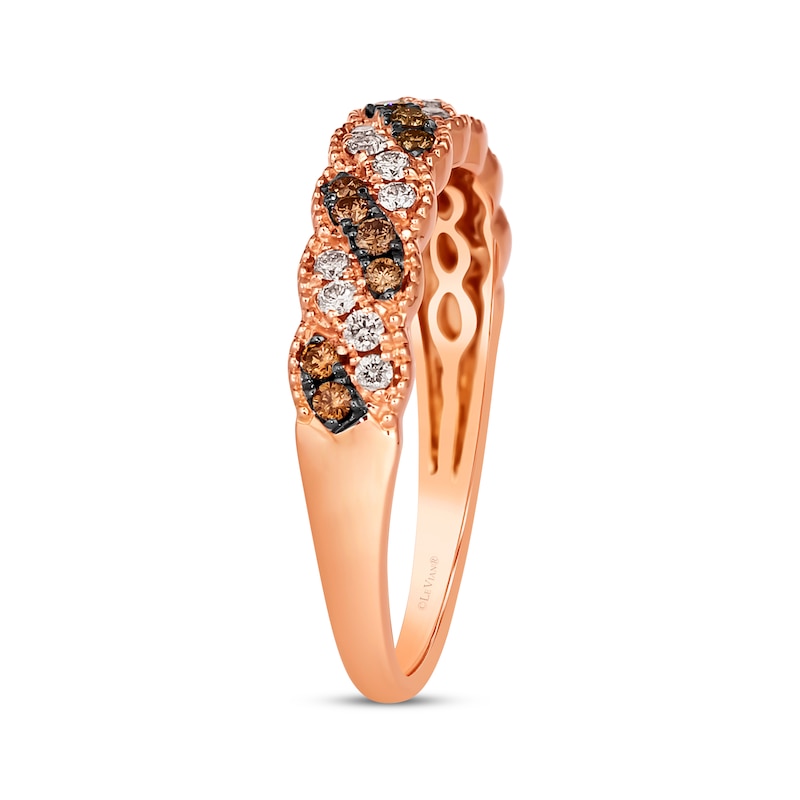 Le Vian Chocolate Twist Diamond Ring 1/3 ct tw Strawberry Gold Plated