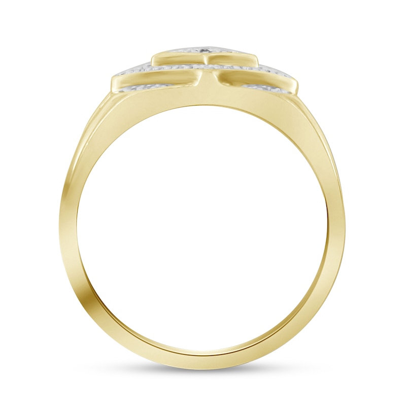 Men's Diamond Ring 1/4 ct tw Round-cut Yellow Gold Plated