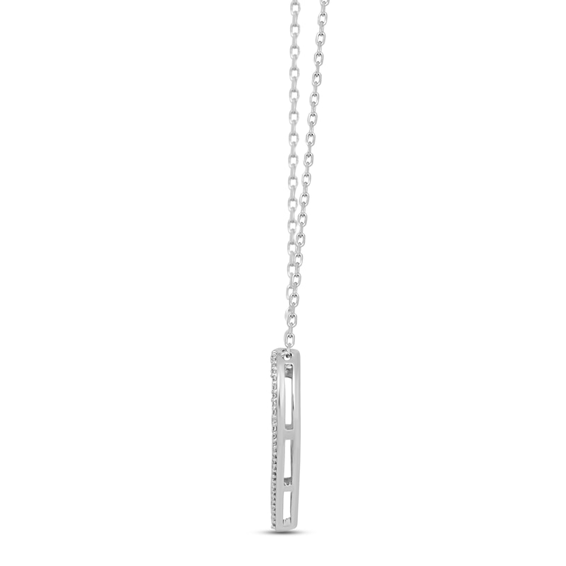 Diamond Cobblestone Heart Necklace 1/2 ct tw Baguette & Round-cut White Gold Plated 18"