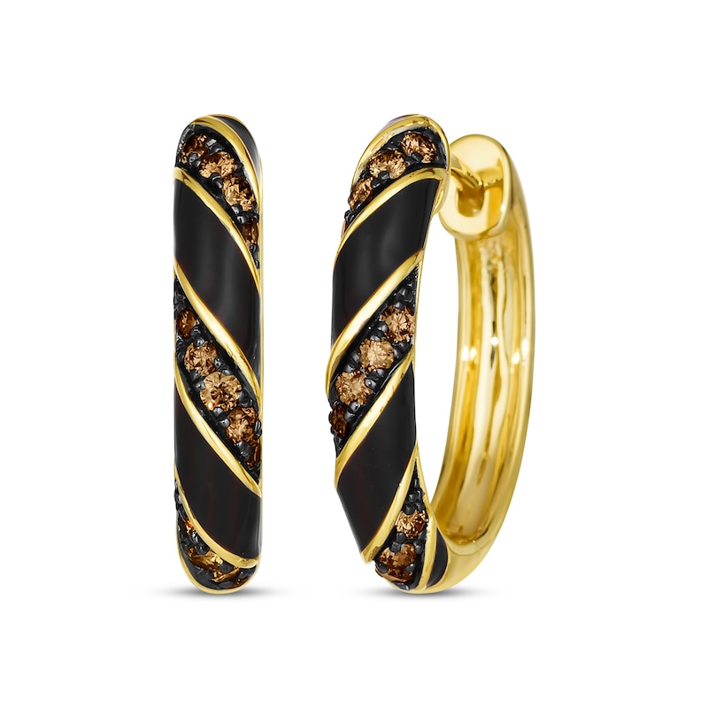 Le Vian® Diamond Enamel Hoop Earrings 3/8 ct tw Honey Gold Plated