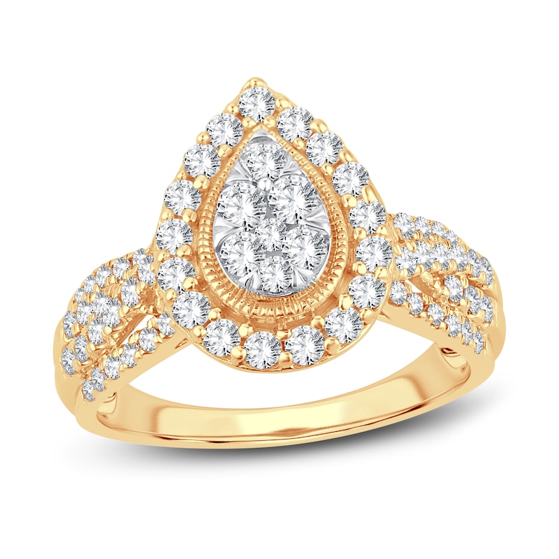 Multi-Diamond Engagement Ring 1 ct tw Round-cut Yellow Gold Plated