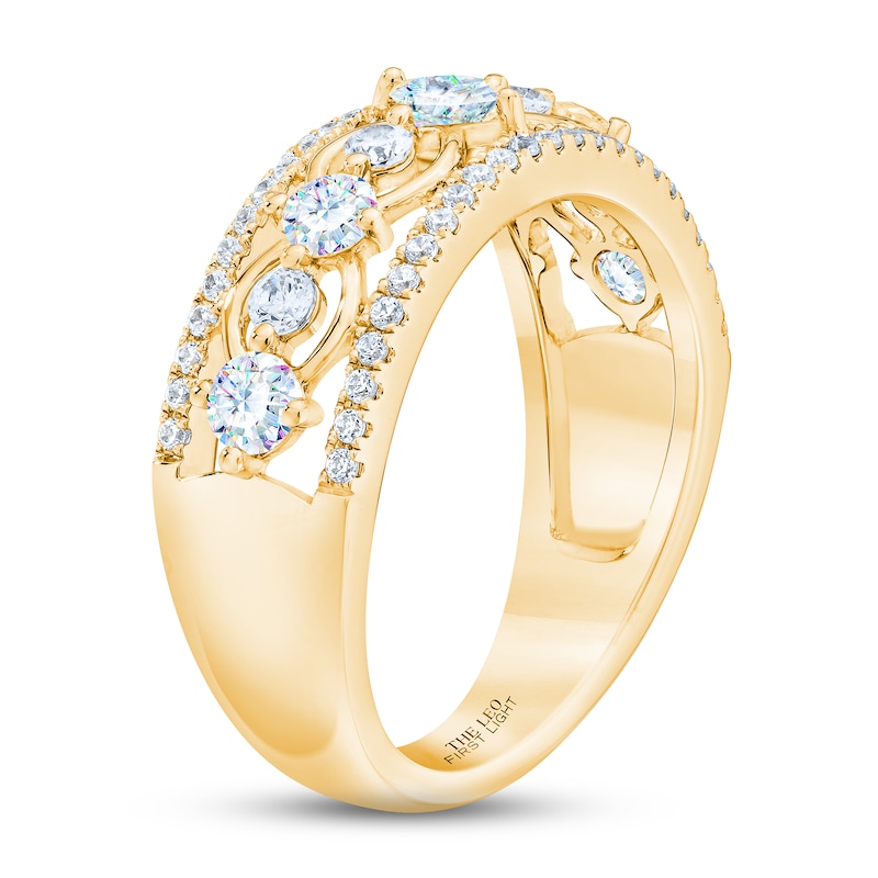 THE LEO First Light Diamond Princess & Round-Cut Anniversary Ring 1 ct tw Yellow Gold Plated