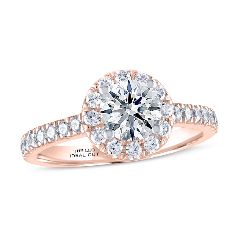 THE LEO Ideal Cut Diamond Engagement Ring 1-1/3 ct tw Rose Gold Plated