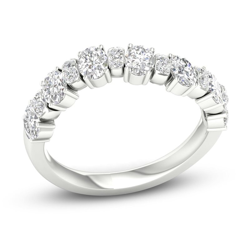 Diamond Wave Ring 1-1/4 ct tw Oval & Round-cut White Gold Plated