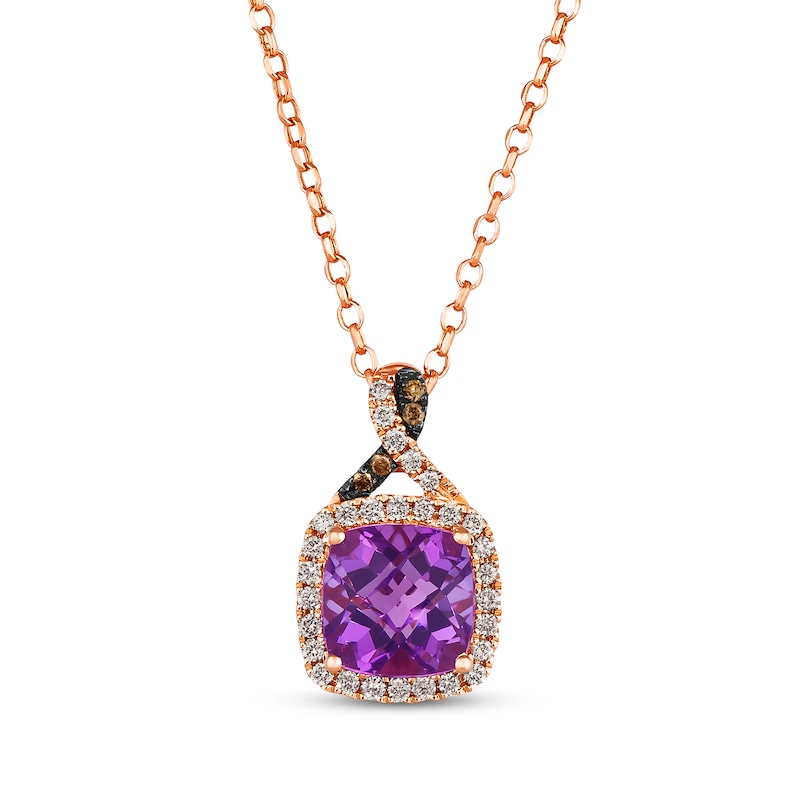 Le Vian Chocolate Twist Amethyst Necklace 1/5 ct tw Diamonds Strawberry Gold Plated 19”