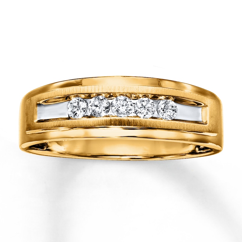 Men's Diamond Wedding Band 1/4 ct tw Round-cut Yellow Gold Plated