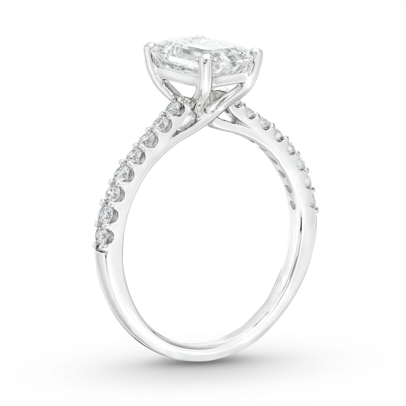Lab-Created Diamonds by Emerald-Cut Engagement Ring 1-3/4 ct tw White Gold Plated