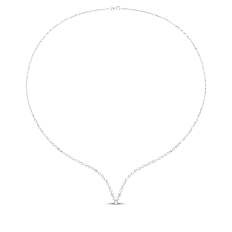 Lab-Created Diamonds by Chevron Riviera Necklace 3 ct tw White Gold Plated 17"