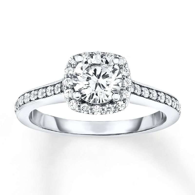 Diamond Engagement Ring 7/8 ct tw Round-cut White Gold Plated