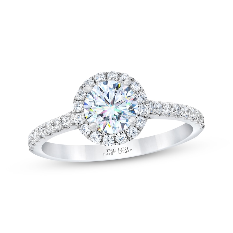 THE LEO First Light Diamond Engagement Ring 1-1/4 ct tw Round-cut White Gold Plated
