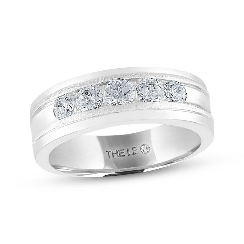 Men's THE LEO Diamond Wedding Band 1 ct tw Round-cut White Gold Plated