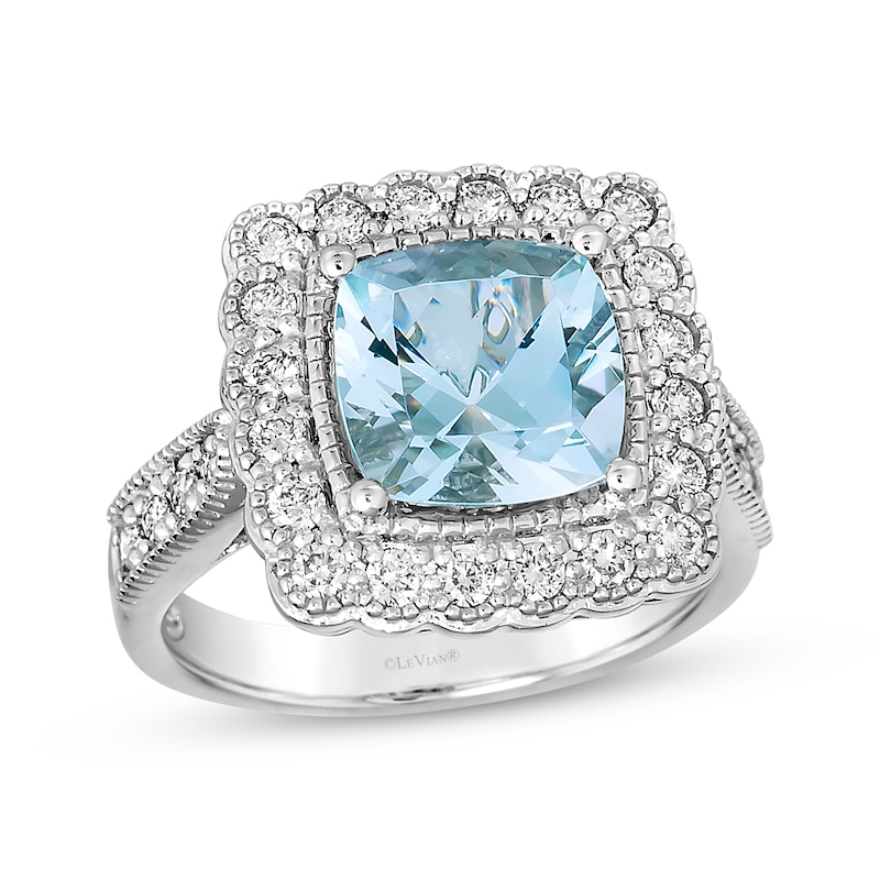 Le Vian Aquamarine Ring 5/8 ct tw Diamonds Vanilla Gold Plated