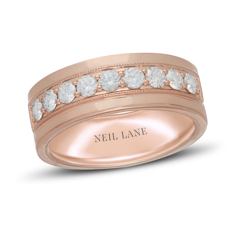 Neil Lane Men's Diamond Wedding Band 1 ct tw Round-cut Rose Gold Plated