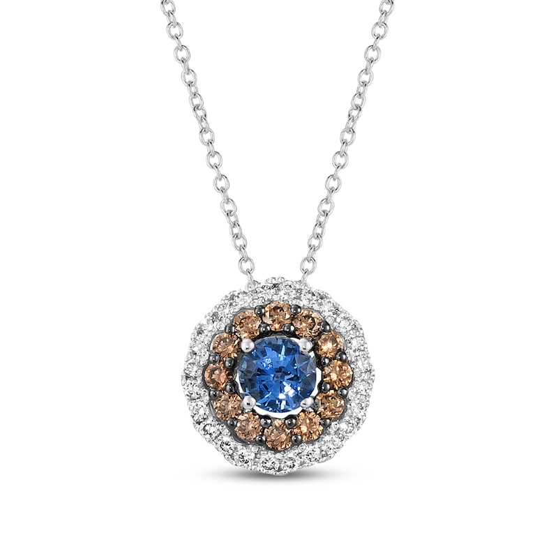 Le Vian Diamond & Blue Sapphire Necklace 3/8 ct tw Vanilla Gold Plated 18"