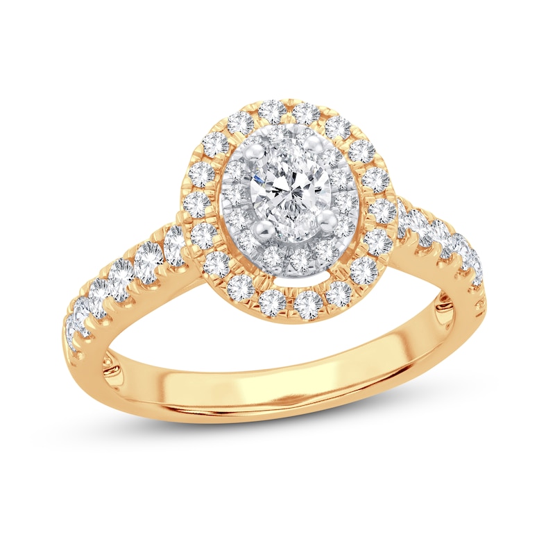 Diamond Engagement Ring 1 ct tw Oval & Round Yellow Gold Plated