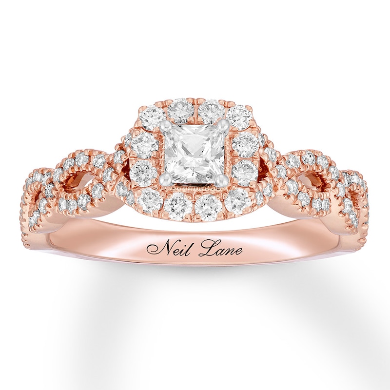Neil Lane Engagement Ring 5/8 ct tw Princess-cut Rose Gold Plated