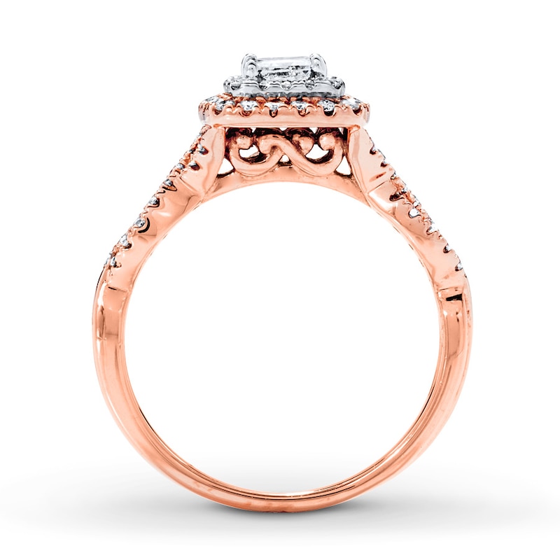 Diamond Ring 5/8 ct tw Princess/Round-cut Two-Tone Gold Plated