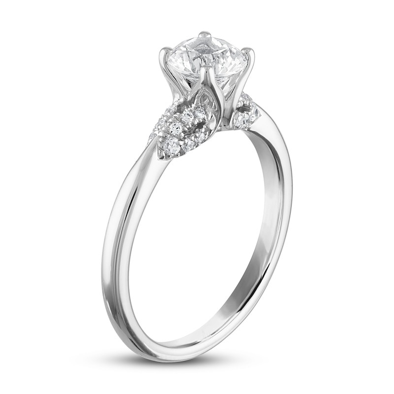 Diamond Solitaire Engagement Ring 7/8 ct tw Round-cut White Gold Plated